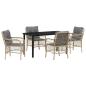 Preview: 5-teiliges Garten-Essgruppen-Set mit Kissen Beige Poly Rattan