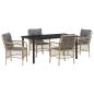 Preview: 5-teiliges Garten-Esszimmer-Set mit Kissen Beige Poly-Rattan