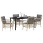 Preview: 5-teiliges Garten-Esszimmer-Set mit Kissen Beige Poly-Rattan