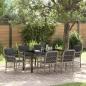 Preview: ARDEBO.de - 7-teiliges Garten-Esszimmer-Set mit Kissen Hellgrauer Poly-Rattan