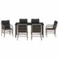 Preview: 7-teiliges Garten-Esszimmer-Set mit Kissen Hellgrauer Poly-Rattan