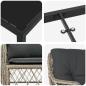 Preview: 7-teiliges Garten-Esszimmer-Set mit Kissen Hellgrauer Poly-Rattan