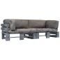 Preview: ARDEBO.de - 2-tlg. Outdoor-Sofa-Set Paletten mit Kissen in Grau Kiefernholz