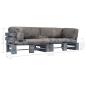 Preview: 2-tlg. Outdoor-Sofa-Set Paletten mit Kissen in Grau Kiefernholz