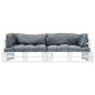Preview: 2-tlg. Garten-Palettensofa-Set Kissen in Grau Kiefernholz