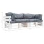 Preview: 2-tlg. Garten-Palettensofa-Set Kissen in Grau Kiefernholz