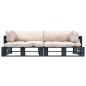 Preview: 2-tlg. Outdoor-Sofa-Set Paletten Kissen Sandfarben Kiefernholz