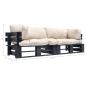 Preview: 2-tlg. Outdoor-Sofa-Set Paletten Kissen Sandfarben Kiefernholz
