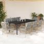 Preview: ARDEBO.de - 9-tlg. Garten-Essgruppe mit Kissen Beigemischung Poly Rattan