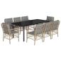 Preview: 9-tlg. Garten-Essgruppe mit Kissen Beigemischung Poly Rattan