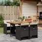 Preview: ARDEBO.de - 5-tlg. Garten-Essgruppe mit Kissen Schwarz Poly Rattan