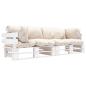 Preview: ARDEBO.de - 2-tlg. Garten-Palettensofa-Set Kissen in Sandfarben Kiefernholz