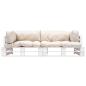 Preview: 2-tlg. Garten-Palettensofa-Set Kissen in Sandfarben Kiefernholz