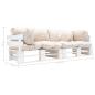 Preview: 2-tlg. Garten-Palettensofa-Set Kissen in Sandfarben Kiefernholz