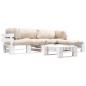 Preview: ARDEBO.de - 4-tlg. Paletten-Lounge-Set mit Kissen in Sandfarben Holz