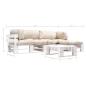 Preview: 4-tlg. Paletten-Lounge-Set mit Kissen in Sandfarben Holz