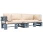Preview: ARDEBO.de - 2-tlg. Outdoor-Sofa-Set Paletten Kissen Sandfarben Kiefernholz