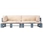 Preview: 2-tlg. Outdoor-Sofa-Set Paletten Kissen Sandfarben Kiefernholz