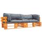 Preview: ARDEBO.de - 2-tlg. Garten-Palettensofa-Set Kissen in Grau Kiefernholz