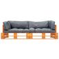 Preview: 2-tlg. Garten-Palettensofa-Set Kissen in Grau Kiefernholz