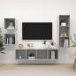 Preview: ARDEBO.de - 4-tlg. TV-Schrank-Set Betongrau Holzwerkstoff