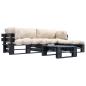 Preview: ARDEBO.de - 4-tlg. Paletten-Lounge-Set mit Kissen in Sandfarben Holz