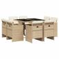 Preview: 9-tlg. Garten-Essgruppe mit Kissen Beige Poly Rattan