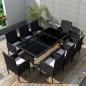 Preview: ARDEBO.de - 9-tlg. Garten-Essgruppe mit Kissen Poly Rattan Schwarz