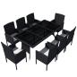 Preview: 9-tlg. Garten-Essgruppe mit Kissen Poly Rattan Schwarz