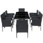 Preview: 9-tlg. Garten-Essgruppe mit Kissen Poly Rattan Schwarz