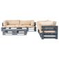 Preview: 6-tlg. Outdoor-Lounge-Set Paletten Kissen in Sandfarben Holz