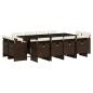 Preview: 13-tlg. Garten-Essgruppe mit Kissen Braun Poly Rattan