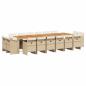 Preview: 17-tlg. Garten-Essgruppe mit Kissen Beige Poly Rattan
