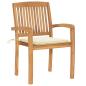 Preview: Gartenstühle 2 Stk. mit Cremeweißen Kissen Massivholz Teak