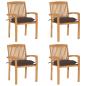 Preview: ARDEBO.de - Stapelbare Gartenstühle mit Kissen 4 Stk. Massivholz Teak