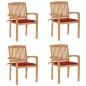 Preview: ARDEBO.de - Stapelbare Gartenstühle mit Kissen 4 Stk. Massivholz Teak