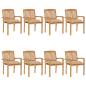 Preview: ARDEBO.de - Stapelbare Gartenstühle mit Kissen 8 Stk. Massivholz Teak