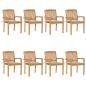 Preview: ARDEBO.de - Stapelbare Gartenstühle mit Kissen 8 Stk. Massivholz Teak