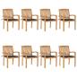 Preview: ARDEBO.de - Stapelbare Gartenstühle mit Kissen 8 Stk. Massivholz Teak