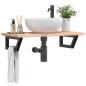 Preview: ARDEBO.de - Waschbeckenregal Wandmontage Stahl und Massivholz Buche
