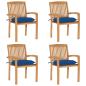 Preview: ARDEBO.de - Stapelbare Gartenstühle mit Kissen 4 Stk. Massivholz Teak