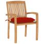 Preview: Stapelbare Gartenstühle mit Kissen 6 Stk. Massivholz Teak
