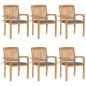 Preview: ARDEBO.de - Stapelbare Gartenstühle mit Kissen 6 Stk. Massivholz Teak
