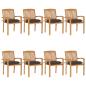 Preview: ARDEBO.de - Stapelbare Gartenstühle mit Kissen 8 Stk. Massivholz Teak