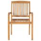 Preview: Stapelbare Gartenstühle mit Kissen 8 Stk. Massivholz Teak