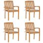 Preview: ARDEBO.de - Stapelbare Gartenstühle mit Kissen 4 Stk. Massivholz Teak