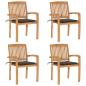 Preview: ARDEBO.de - Stapelbare Gartenstühle mit Kissen 4 Stk. Massivholz Teak