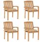 Preview: ARDEBO.de - Stapelbare Gartenstühle mit Kissen 4 Stk. Massivholz Teak