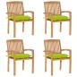 Preview: ARDEBO.de - Stapelbare Gartenstühle mit Kissen 4 Stk. Massivholz Teak