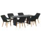 Preview: 7-teiliges Garten Essset Schwarz Poly-Rattan